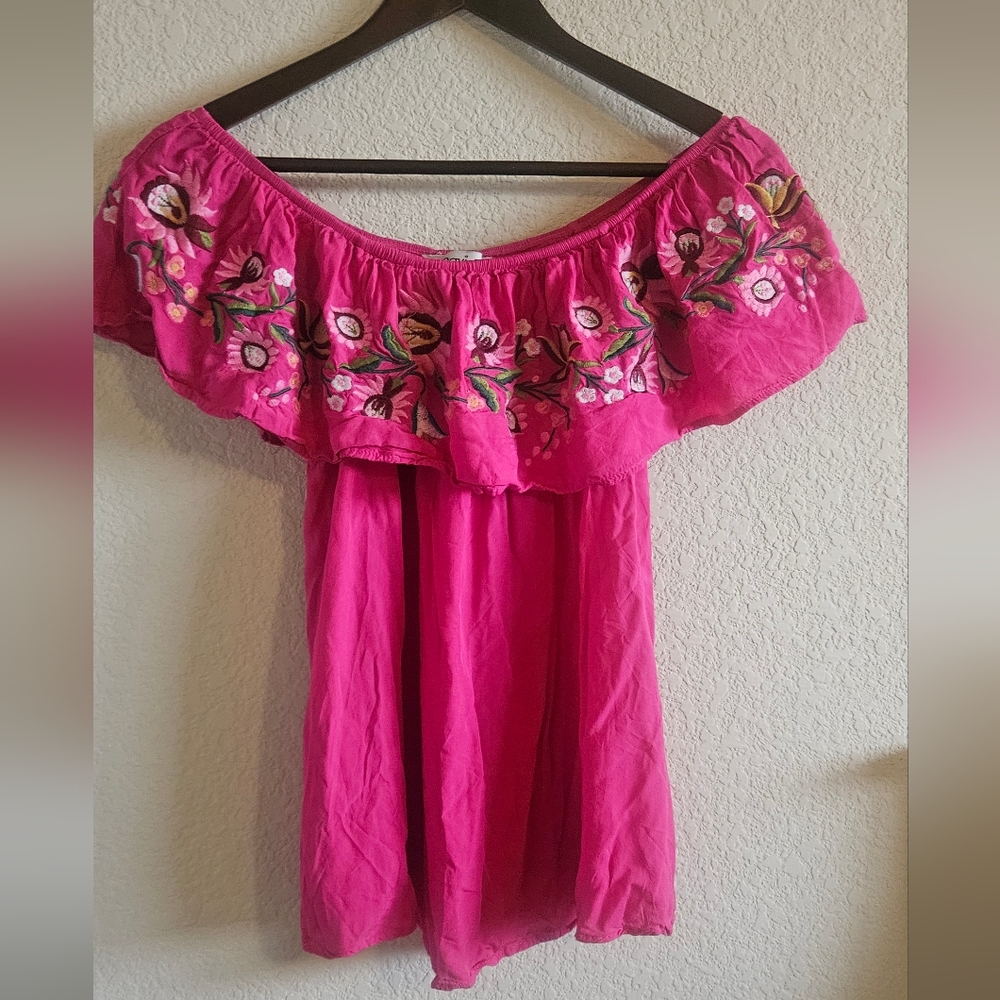 Off the shoulder embroidered top
